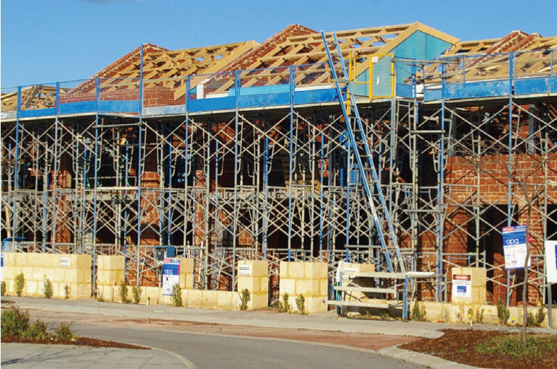 Two-storey scaffolding erected by Containment Group on a Perth townhouse build
